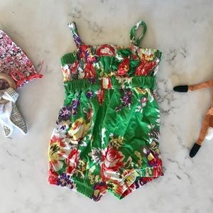 Baby Nay Green Floral Bubble Romper 18m